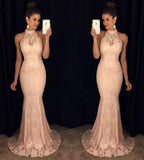 New Elegant Round Neck Sequin Mermaid Chiffon Long with Slit Beads Prom Dresses