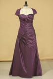 2024 A Line Mother Of The Bride Dresses Taffeta With Applique Floor PBJPT3CX