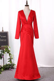 2024 New Arrival Mother Of The Bride Dresses V Neck Long Sleeves Mermaid PRM29SNP