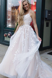 Princess Long Light Prom Dress with Appliques