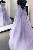 Princess Long Light Prom Dress with Appliques