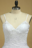 Wedding Dresses Spaghetti Straps Tulle With Applique And STIPFGDEMAQ