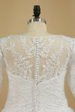 2024 Mid-Length Sleeves Scoop Wedding Dresses A Line With P1PR6F9Q