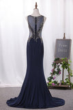 2024 Mermaid Scoop Chiffon With Beading Floor Length PM7RE8LE