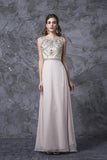 Stunning Prom Dresses Champagne Beaded Bodice And Back A-Line Scoop PJC8TKJS