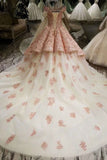 2024 Pink Wedding Dresses Off-The-Shoulder Chapel Train High Quality P5YXTBGX