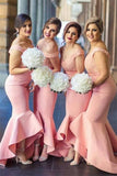 Pretty Mermad Long Satin Off The Shoulder Bridesmaid Dresses PFCX2MMG