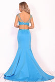 2024 Two-Piece Scoop Prom Dresses Mermaid Satin PGSCYGPZ