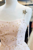 Charming A Line Spaghetti Straps Tulle Prom Dresses With Stars Dance STIP8AGEYHP