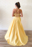 Simple Sleeveless Split Long Prom Dresses Cheap Sweep Train Evening STIP596T9CJ