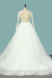 2024 Wedding Dresses Scoop Long Sleeves Tulle With Applique P3MJGMN2