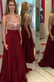 2024 Prom Dresses A Line Scoop Chiffon & Appliques PM1B7DNY