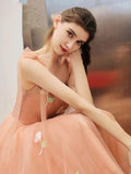 Cute Tea Length A Line Pink Short Prom Dress Sweet 16 Dresses with Hand Made Flower STI15138