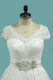 2024 Wedding Dresses A Line V Neck Lace & Tulle With PCEATMXZ