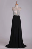 2024 New Arrival Prom Dresses Scoop With Beading And Slit Spandex PDPGQBXS