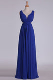 2024 Straps Prom Dresses A Line With Ruffles Chiffon PRLFMBMK