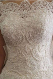 2024 Off The Shoulder Wedding Dresses A Line Tulle With Beading Court P67NHGJ5