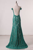 2024 Off The Shoulder Sheath Prom Dresses Lace With Slit PZ58XN6T