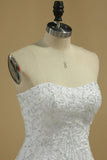 2024 Mermaid Wedding Dresses Strapless Tulle With Beads And Embroidery P27RFAFE