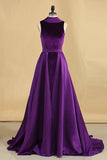 2024 Velvet High Neck Open Back Evening Dresses Mermaid PKXYSK27