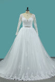 2024 New Arrival V Neck Long Sleeves Tulle Wedding Dresses A Line P9YRB9SL