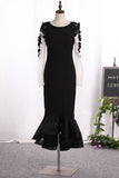 2024 Prom Dresses Sheath Scoop Spandex And Tulle With Applique PBQN7B9N