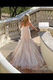 Sexy Sequins Mermaid Wedding Dress With Ruffles Luxurious Champagne PHXC752K