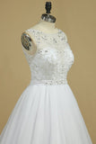 2024 A Line Bateau Open Back Beaded Bodice Tulle Court Train Wedding PP26E27N