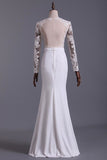 Wedding Dresses Scoop Long Sleeves With Sash Sweep P8TBNJ5Y