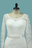 2024 Scoop Long Sleeves Lace Wedding Dresses With Applique And PTYRLXK3