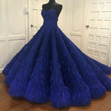 Princess Ball Gown Royal Blue Sweetheart Beads Sweet 16 Quinceanera Dresses STI15588