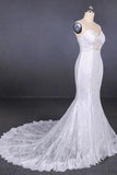 Charming Mermaid Spaghetti Straps Ivory Sweetheart Wedding Dresses with Applique STI15109