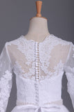 2024 3/4 Length Sleeve Bateau Wedding Dresses Tulle With Applique Court P81MABB3