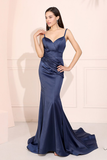 Mermaid Royal Blue Prom Dress V-Neck Long Evening Party Dress