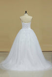 2024 New Arrival Strapless With Applique And Sash Tulle Court Train Wedding P9X94G5S