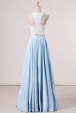 2024 Two Pieces Prom Dresses Satin With Applique PZSAPA8E