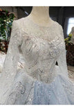 Ball Gown Wedding Dresses Scoop Long Sleevs Top Quality Appliques PZJAGE4X