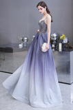 A-line Spaghetti Straps Prom Dress Long Lavender Sequins Evening Dress