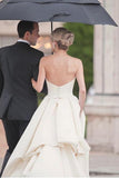 Charming Open Back Strapless Simple Elegant Long Wedding Dresses P1ARDRKG