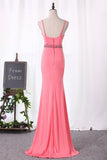 2024 Mermaid Spanghetti Straps Prom Dresses Spandex PH79B7NS