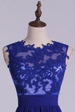 2024 Hot Selling Homecoming Dresses Scoop A-Line Short/Mini Chiffon Dark Royal P8RLJ966