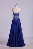 2024 Prom Dresses A Line Sweetheart Floor Length Dark Royal Blue PL63L2FX