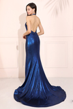 Sequin Mermaid Prom Dress Halter Long Evening Dress