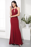 Mermaid Burgundy Long Prom Dress Pleating Evening Dress