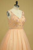 2024 V Neck Beaded Bodice Floor Length Ball Gown Tulle PN9FDZJ7