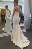 Simple Strapless Mermaid Wedding Dresses Elegant Ivory Sweep Train Wedding STIPNRE33JG