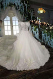 2024 Marvelous Bling Wedding Dresses Scoop Neck With Long Sleeves Appliques PE4DKSBQ