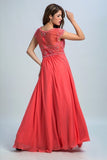 2024 Prom Dresses Scoop A Line Chiffon With Beading Cap PGTFPNC1