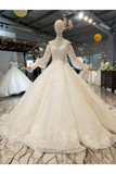 Count Train Princess Wedding Dresses Sweetheart Long Sleeves Ball Gown Wedding STIPJ37M9KE