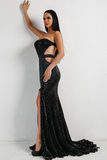 Glitter Black Mermaid Formal Dress Long Prom Dress